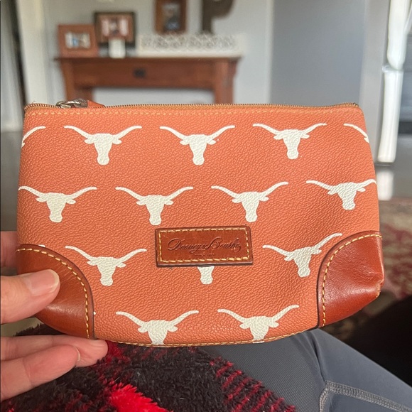 Dooney & Bourke Handbags - Dooney & Bourke Orange and White Longhorn Zip Pouch